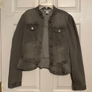 White House Black Market gray jean jacket